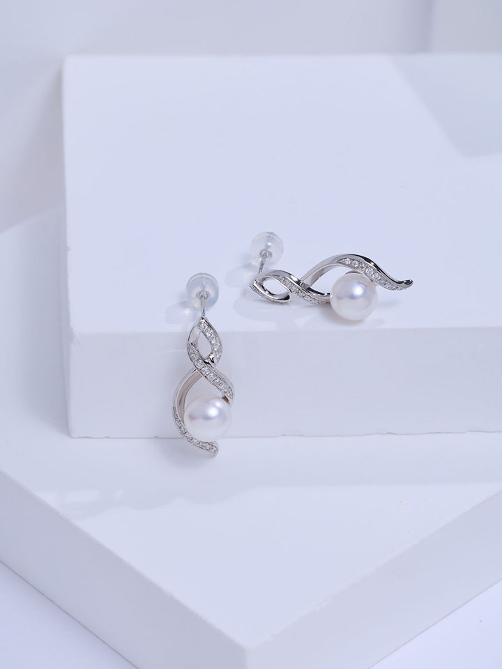 Top Grade 18K Solid Gold Akoya Pearl Earrings KE00339 | FIRST DANCE