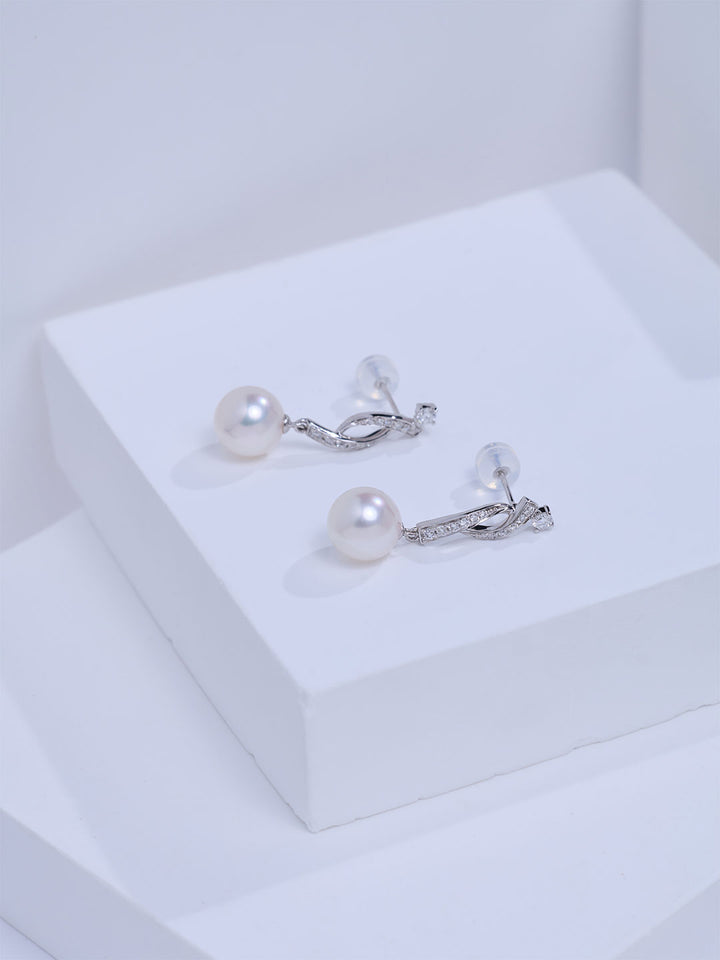Top Grade 18K Solid Gold Akoya Pearl Earrings KE00340 | FIRST DANCE
