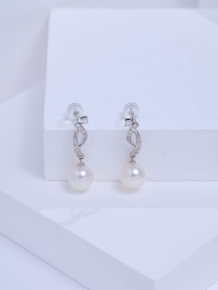 Top Grade 18K Solid Gold Akoya Pearl Earrings KE00340 | FIRST DANCE