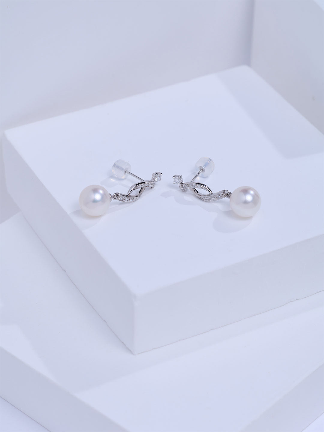 Top Grade 18K Solid Gold Akoya Pearl Earrings KE00340 | FIRST DANCE