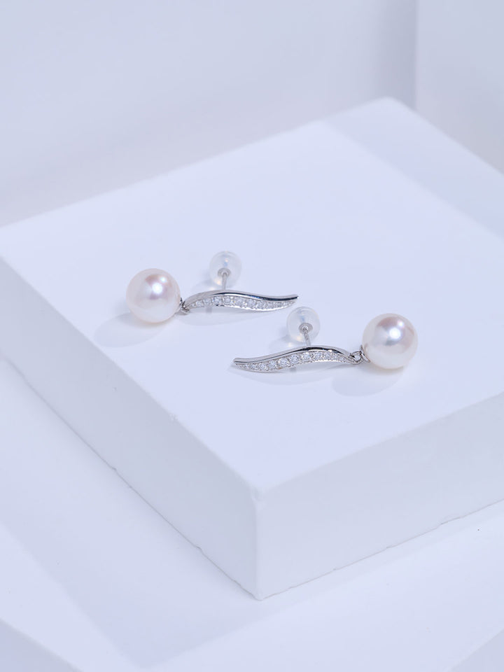 Top Grade 18K Solid Gold Akoya Pearl Earrings KE00342 | FIRST DANCE