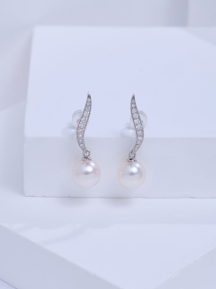 Top Grade 18K Solid Gold Akoya Pearl Earrings KE00342 | FIRST DANCE
