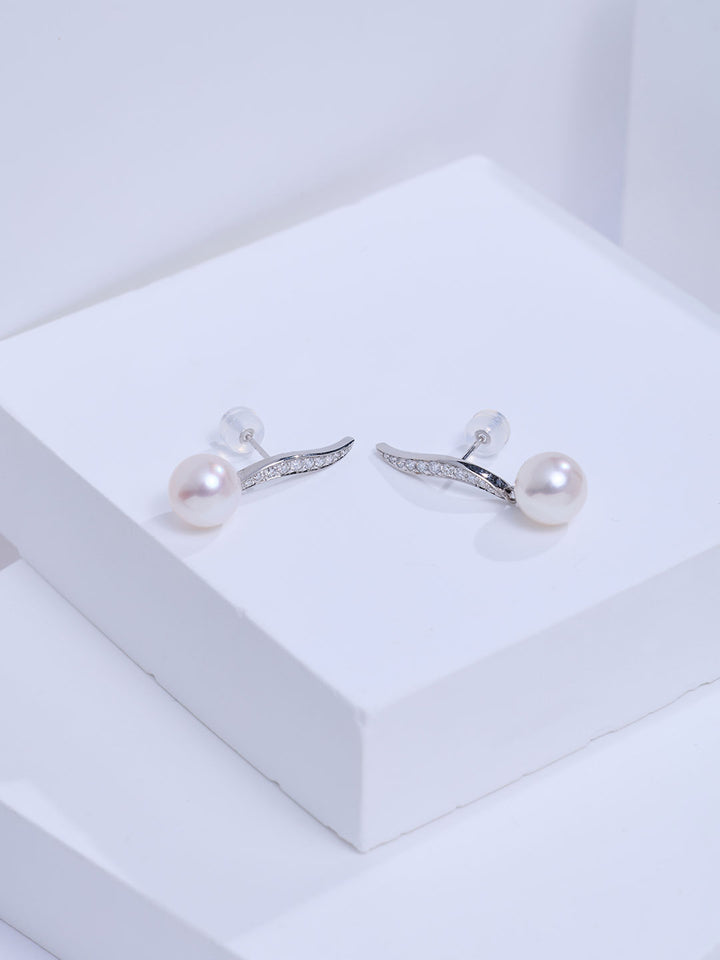 Top Grade 18K Solid Gold Akoya Pearl Earrings KE00342 | FIRST DANCE