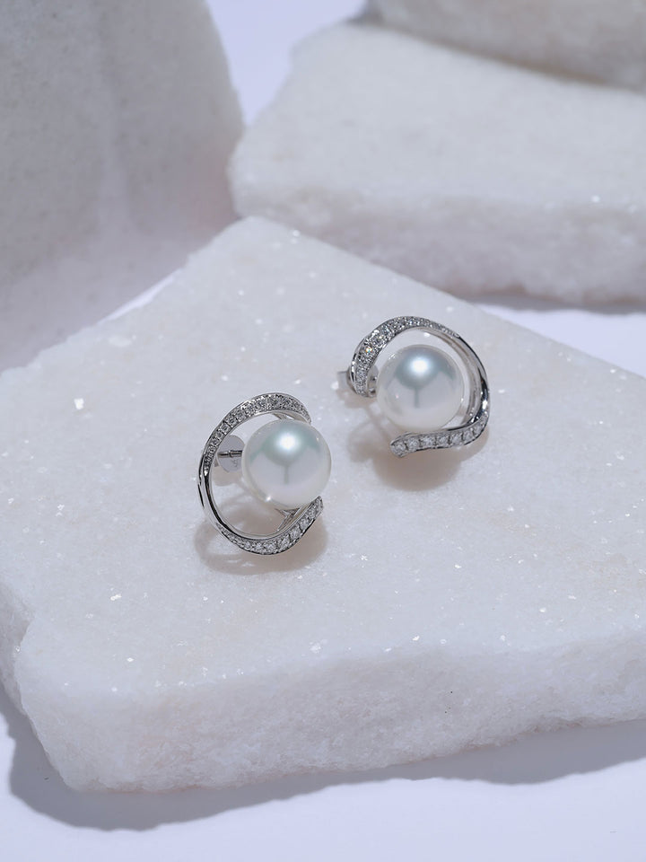 Top Grade 18K Gold Australian White Pearl Earring KE00347 | POSSIBILITIES