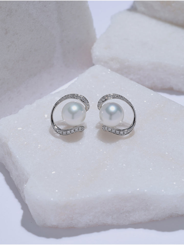 Top Grade 18K Gold Australian White Pearl Earring KE00347 | POSSIBILITIES