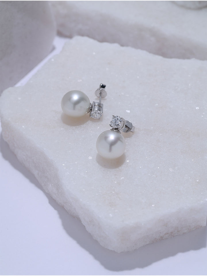 Top Grade 18K Gold Australian White Pearl Earring KE00349 | POSSIBILITIES