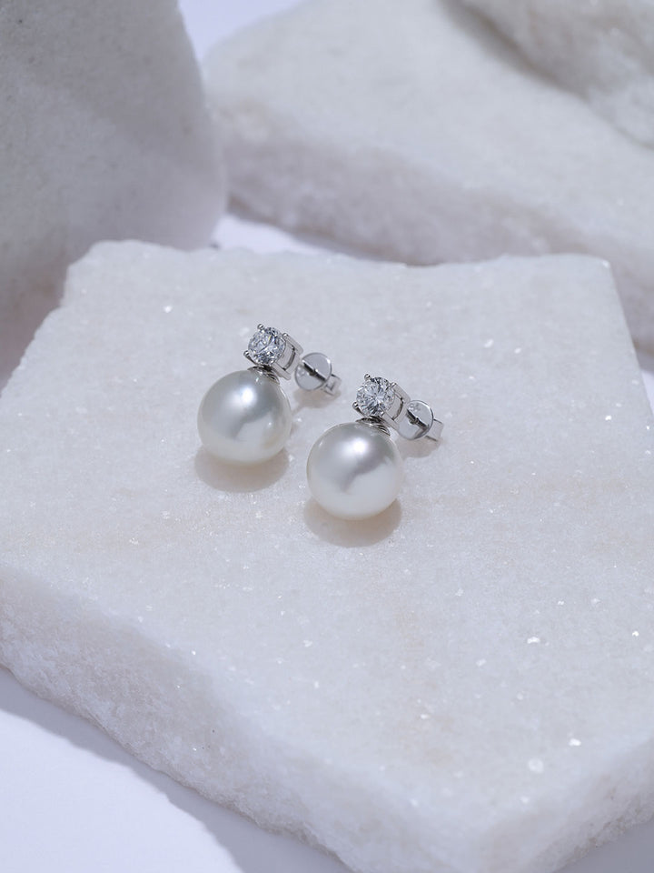 Top Grade 18K Gold Australian White Pearl Earring KE00349 | POSSIBILITIES