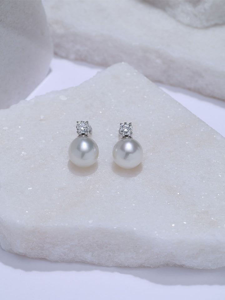 Top Grade 18K Gold Australian White Pearl Earring KE00349 | POSSIBILITIES