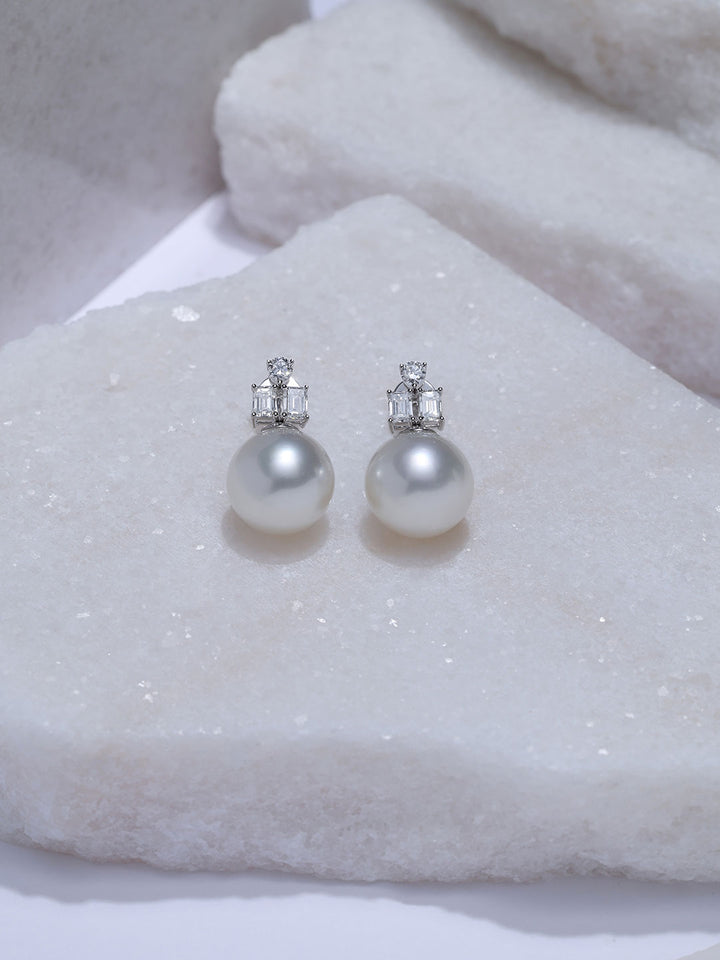 Top Grade 18K Gold Australian White Pearl Earring KE00350 | POSSIBILITIES