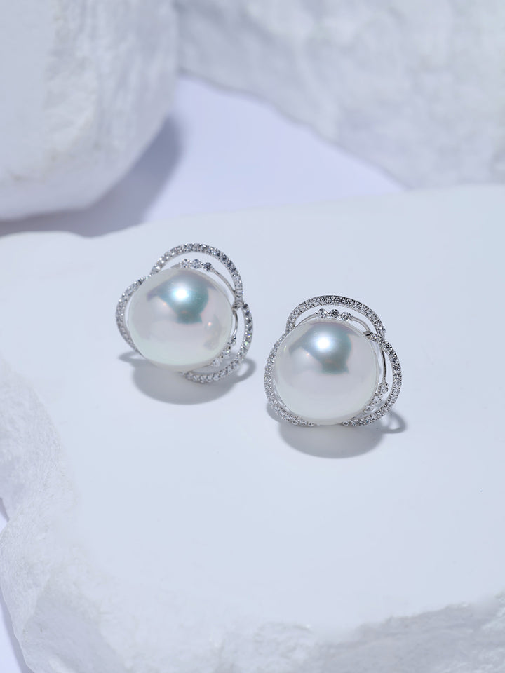 Top Lustre 18k Solid Gold Australian White Pearl Earring KE00359