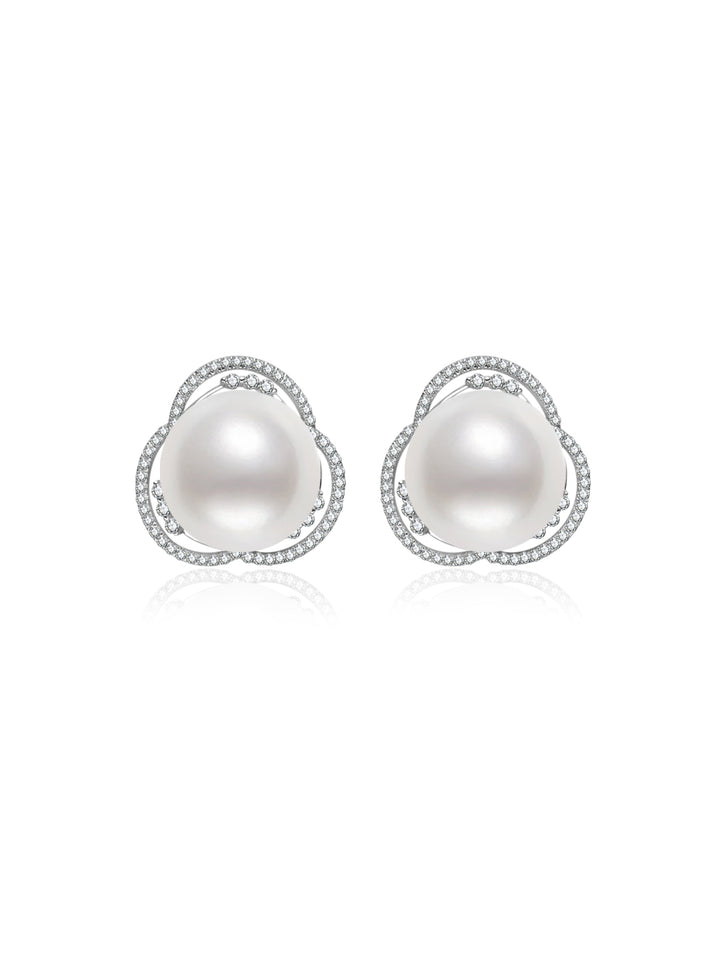 Pendientes de perlas blancas australianas de oro macizo de 18K y brillo excepcional KE00359