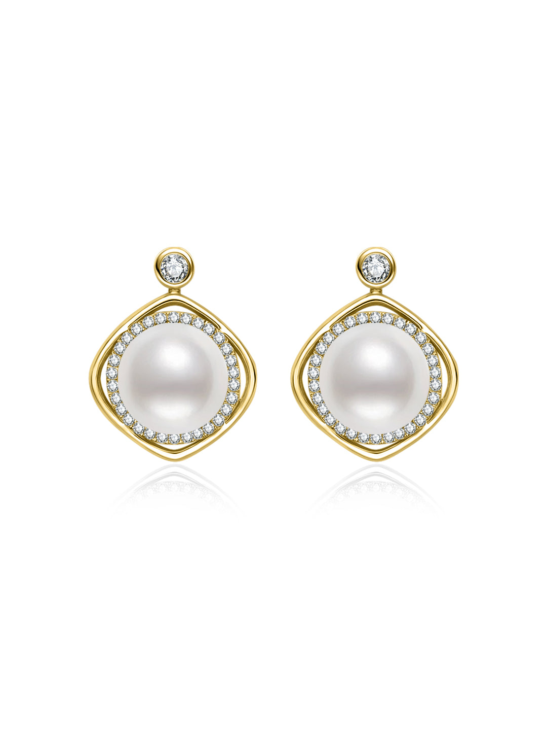 Pendientes de perlas Akoya de oro macizo de 18K de primera calidad KE00360