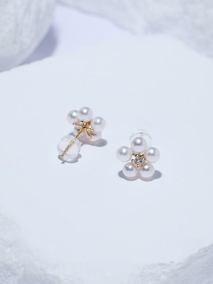 Orecchini con perle Akoya in oro massiccio 18K di qualità superiore KE00362