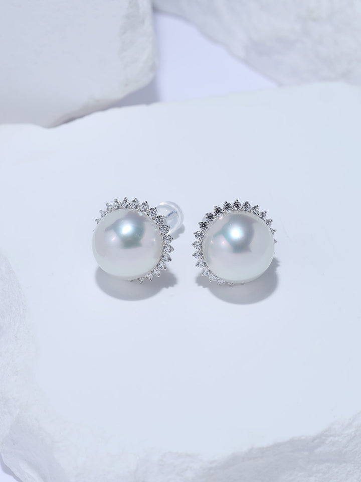 Anting-anting Mutiara Putih Australia Emas Padu 18k Berkilau Tinggi KE00363