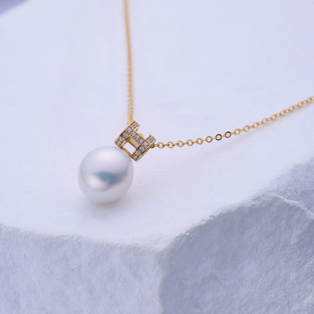 Collana di perle d'acqua dolce in oro massiccio 18 carati di grado superiore KN00001