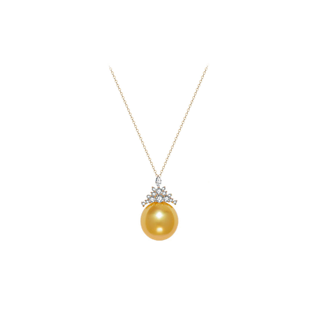 18K Solid Gold South Sea Golden Pearl Necklace KN00005 - PEARLY LUSTRE