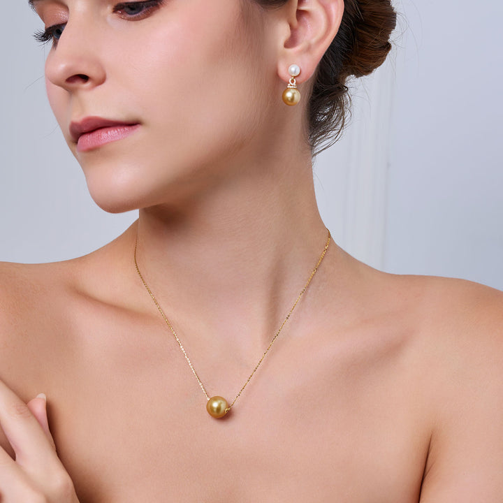 Collier de perles des mers du Sud en or massif 18 carats KN00029