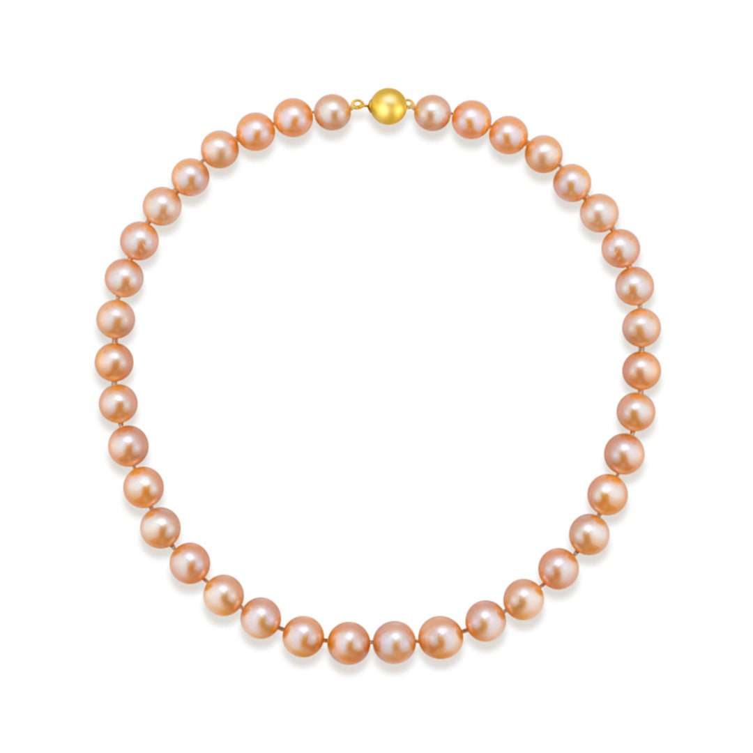 18k Gold Top Grading Edison Pink Pearl Necklace KN00053 - PEARLY LUSTRE