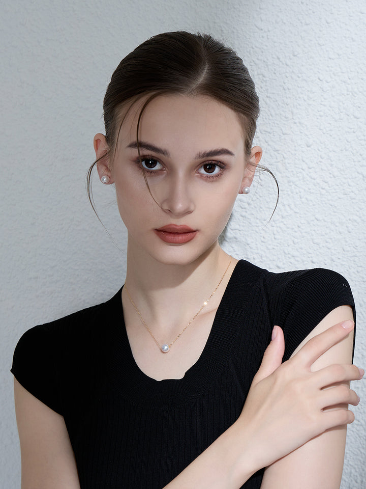 Collar de perlas Akoya intercambiable de 18K oro 8-8.5MM KN00068 | POSIBILIDADES