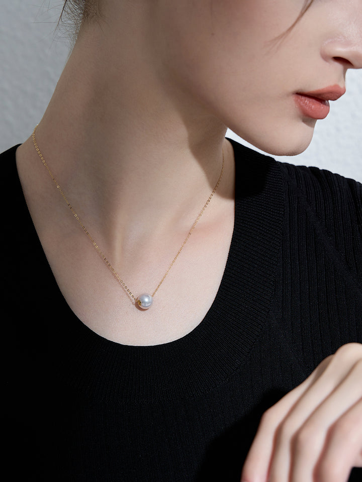 Collar de perlas Akoya intercambiable de 18K oro 8-8.5MM KN00068 | POSIBILIDADES