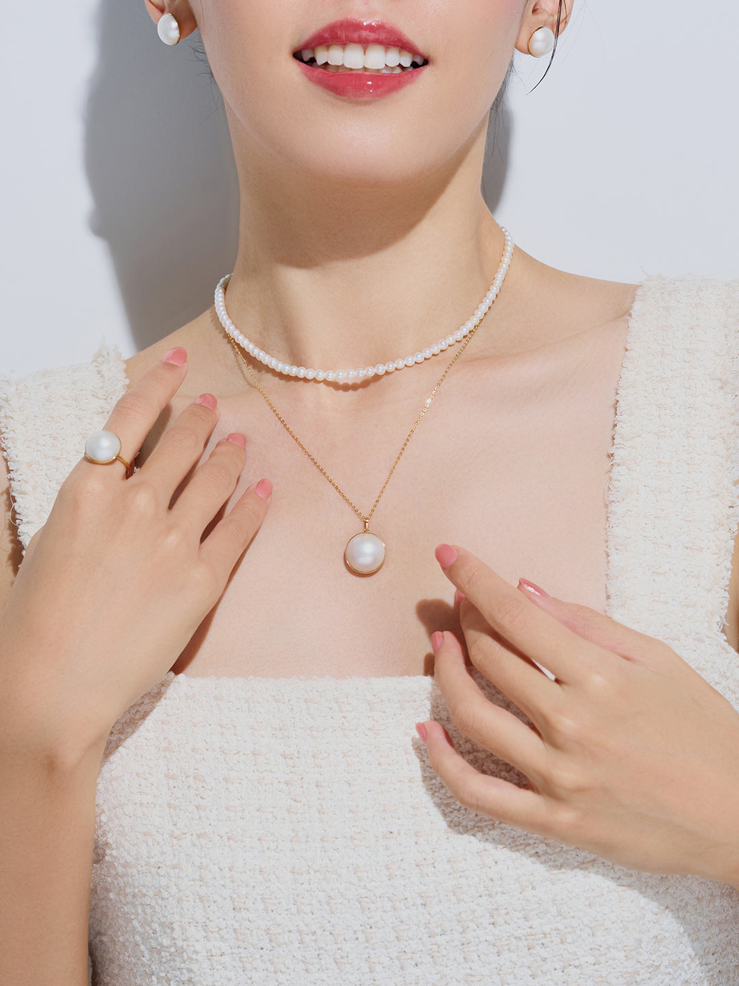 Collana con Perla Mabe in Oro 18K KN00072 | DOME