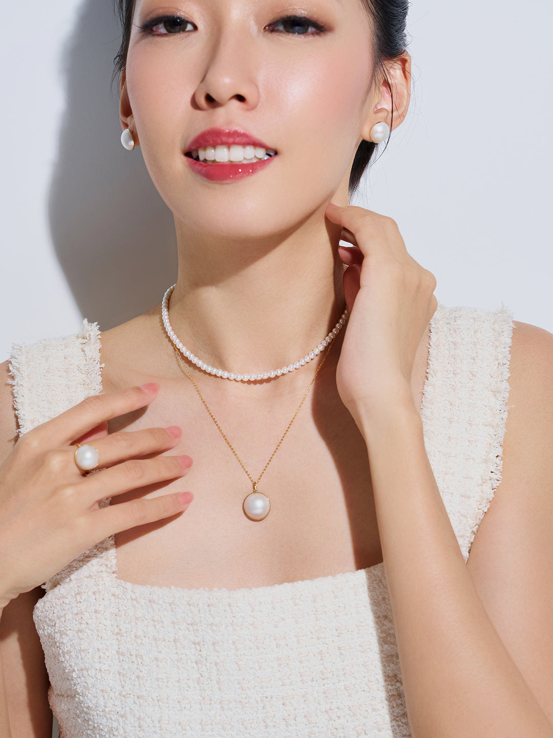 18K Gold Mabe Pearl Necklace KN00072 | DOME