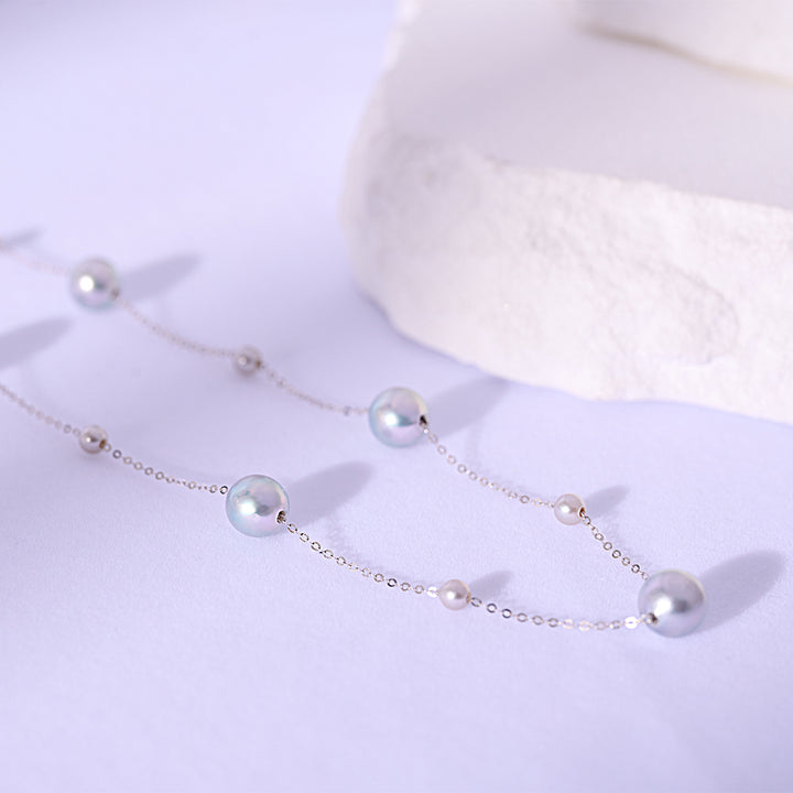 18K Solid Gold Akoya Madama Pearl Necklace KN00074 - PEARLY LUSTRE