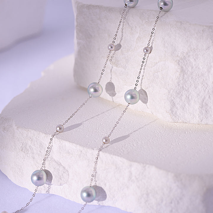 18K Solid Gold Akoya Madama Pearl Necklace KN00074 - PEARLY LUSTRE