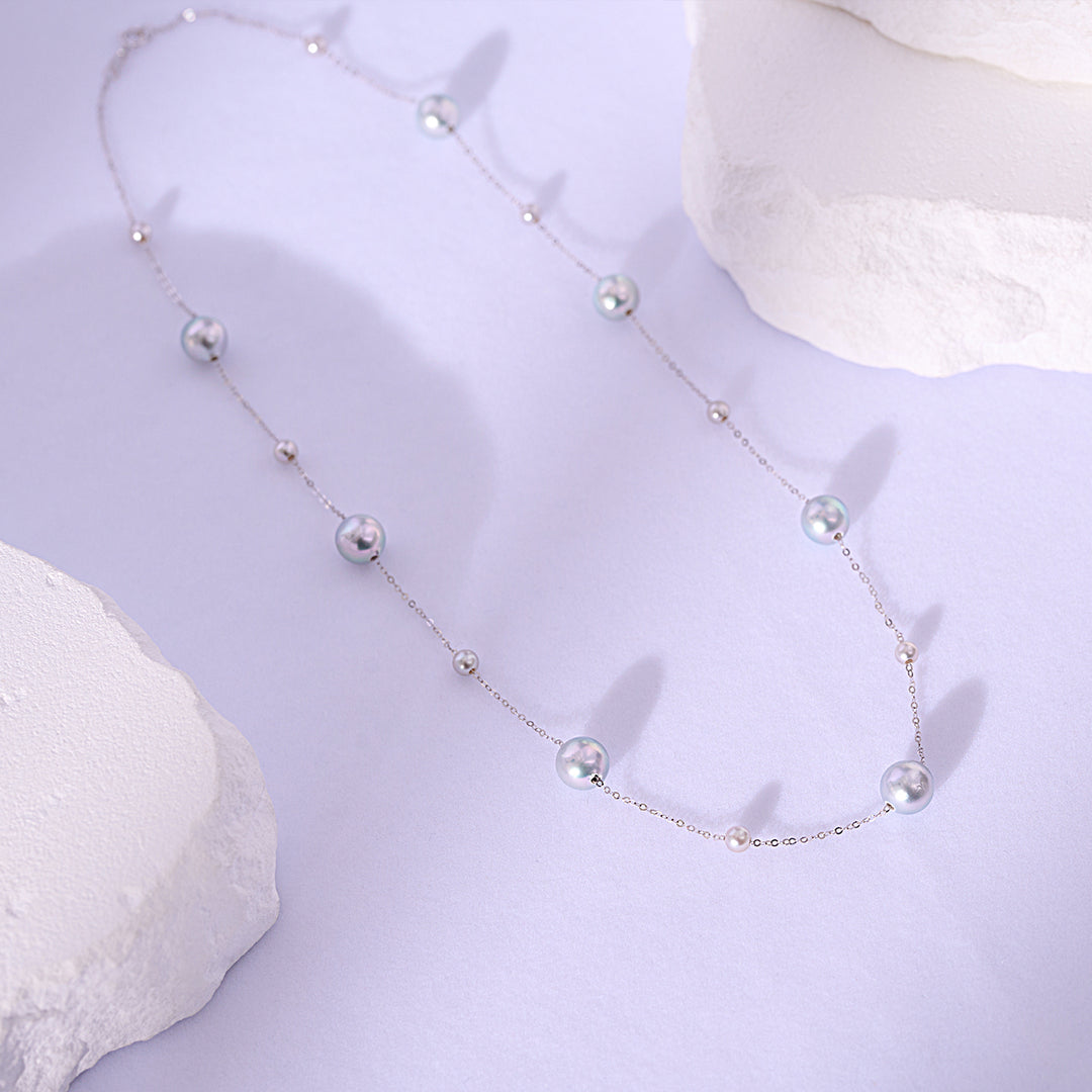 18K Solid Gold Akoya Madama Pearl Necklace KN00074 - PEARLY LUSTRE