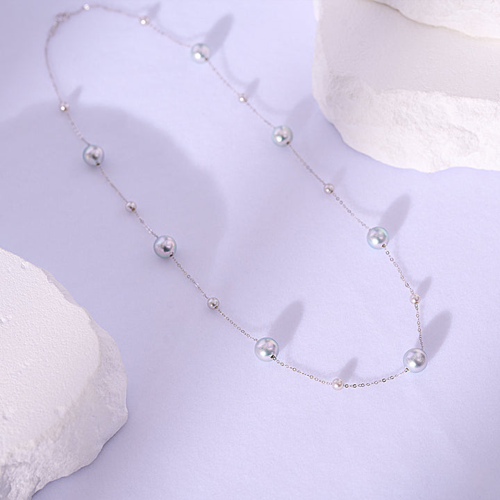 18K Solid Gold Akoya Madama Pearl Necklace KN00074 - PEARLY LUSTRE