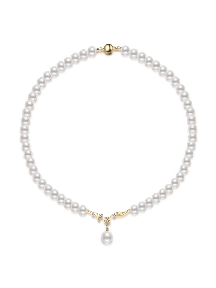 Collana di perle d'acqua dolce in oro 18 carati KN00078 | STELLATO
