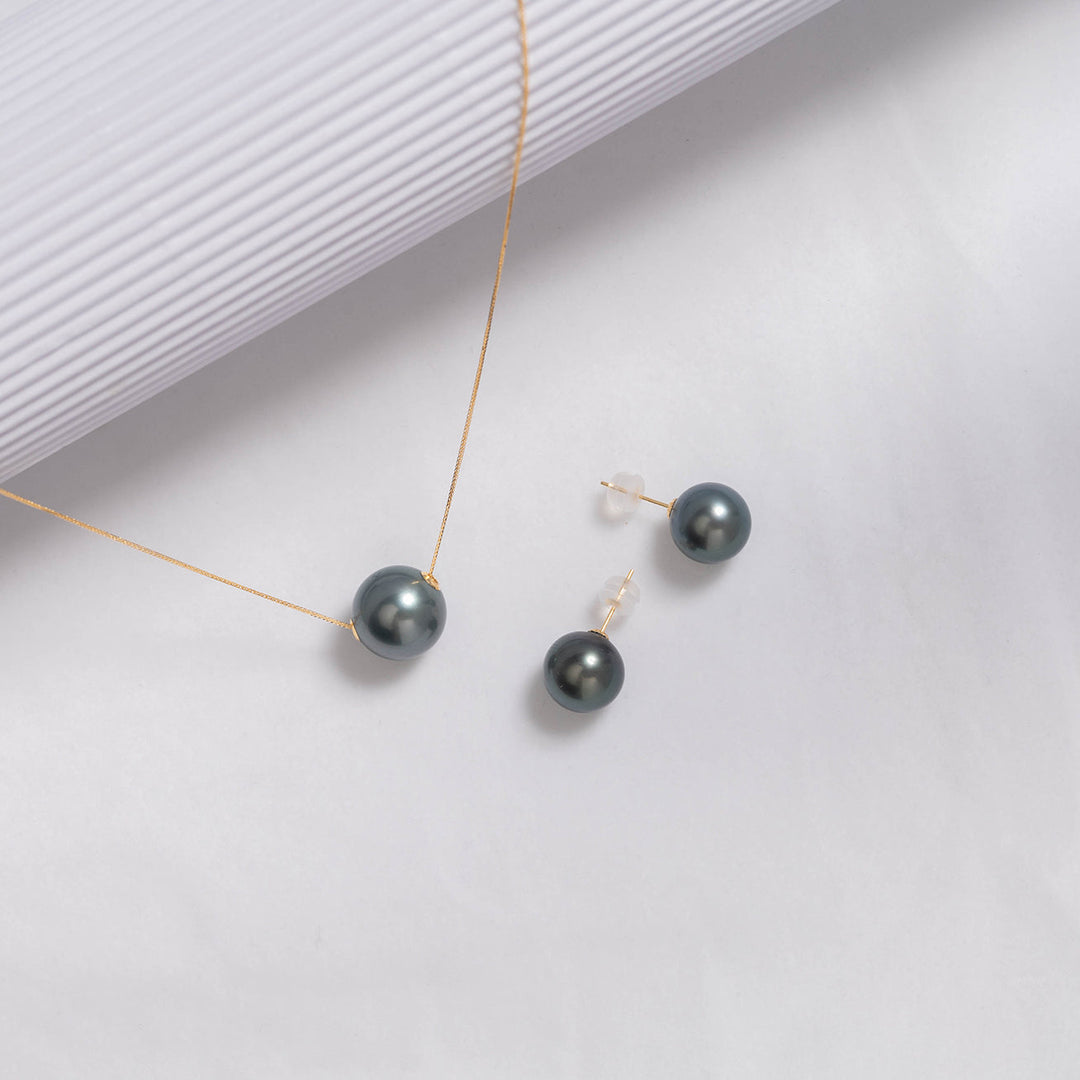 18K Tahitian Pearl Necklace KS00016 - PEARLY LUSTRE