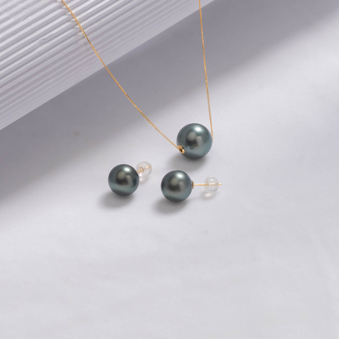 18K Tahitian Pearl Necklace KS00016 - PEARLY LUSTRE