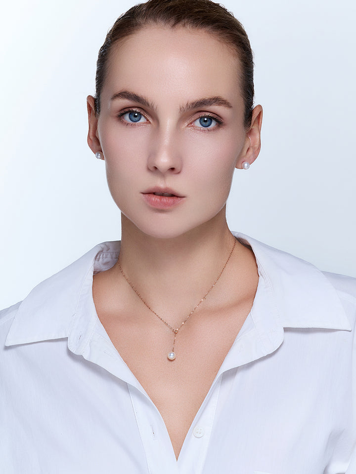 Collana con Perla Akoya di Prima Qualità in Oro Massiccio 18K KN00088