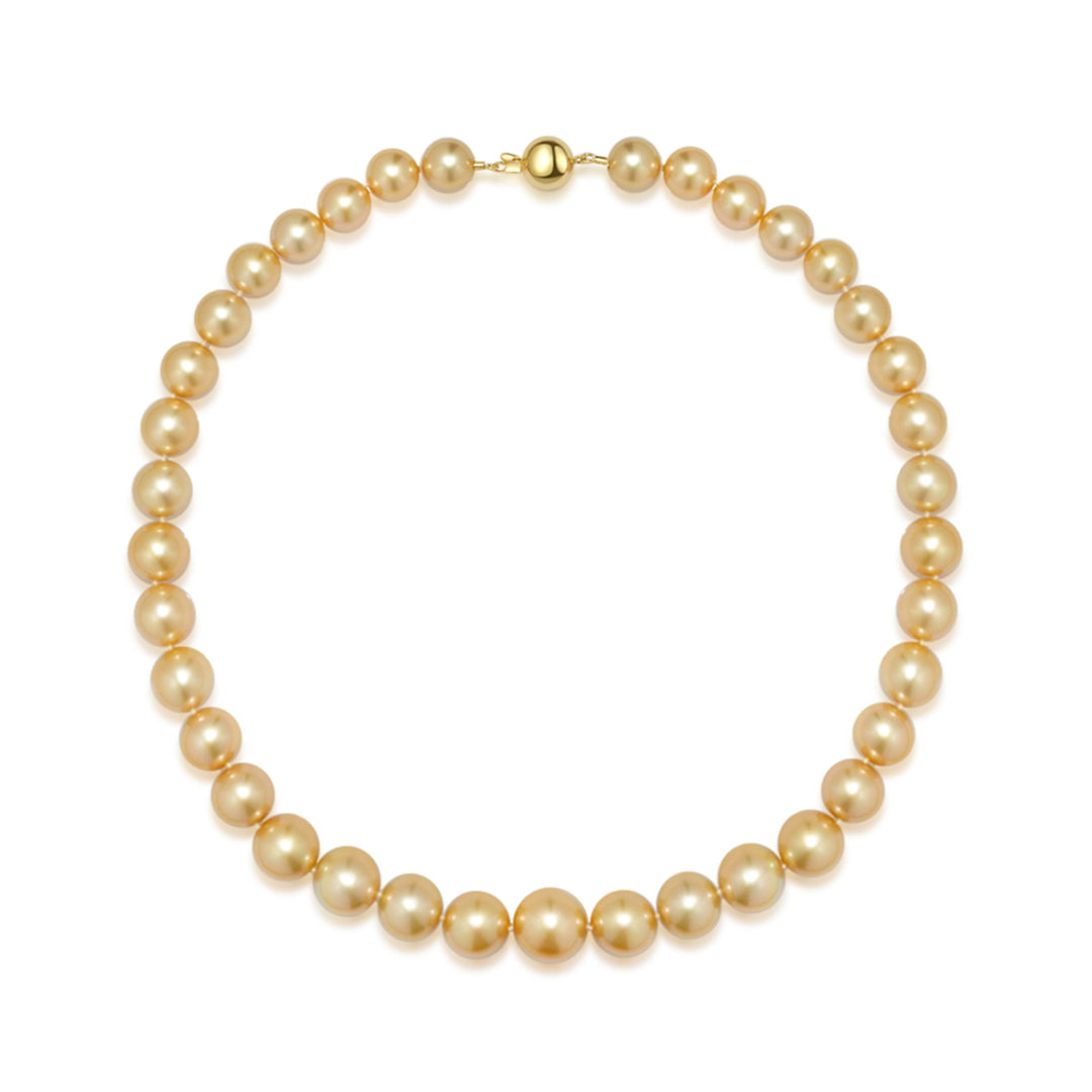 18k Aurora Moon Rainbow South Sea Golden Pearl Necklace KN00090 - PEARLY LUSTRE