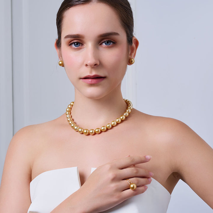 Anting Mutiara Emas Laut Selatan Emas Tulen 18k Kilauan Atas KE00301