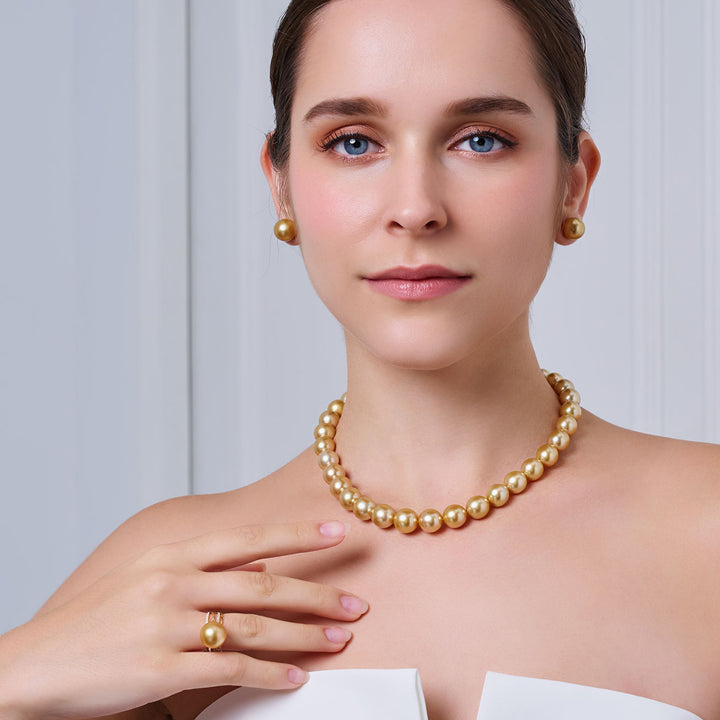 Anting Mutiara Emas Laut Selatan Emas Tulen 18k Kilauan Atas KE00301