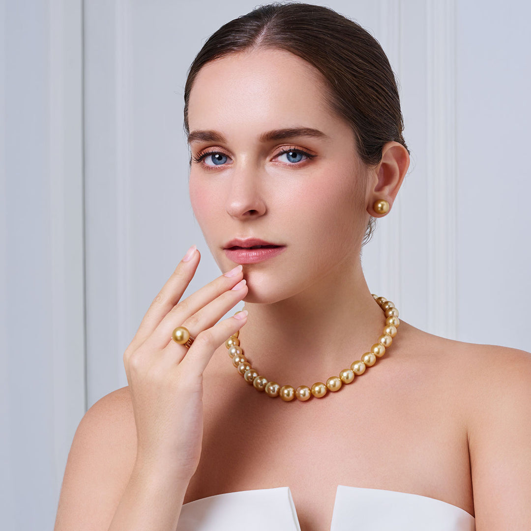 Anting Mutiara Emas Laut Selatan Emas Tulen 18k Kilauan Atas KE00301