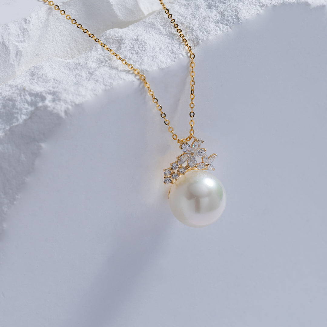18K Solid Gold Saltwater Pearl Necklace KN00104 - PEARLY LUSTRE