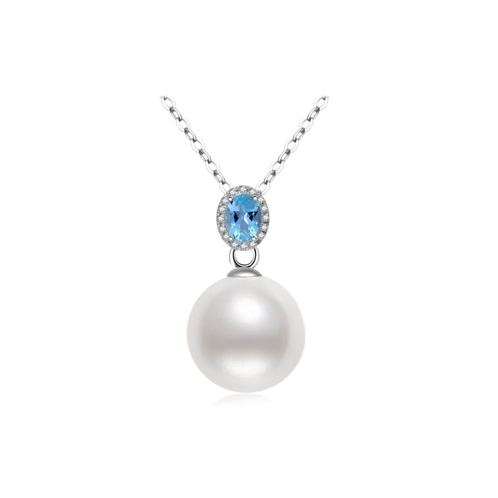18K Solid Gold Diamond Pearl Necklace KN00106 - PEARLY LUSTRE