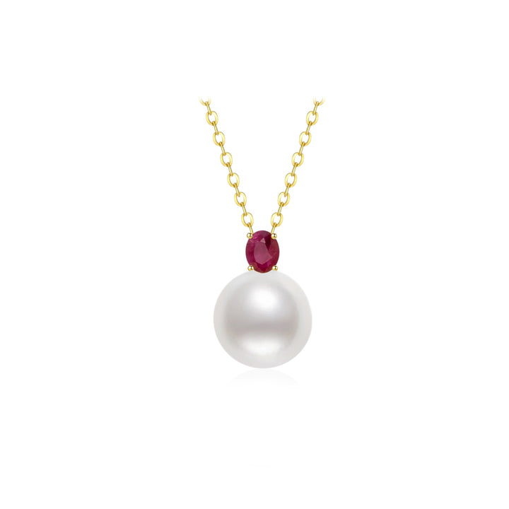 18K Solid Gold Pearl Necklace KN00107 - PEARLY LUSTRE