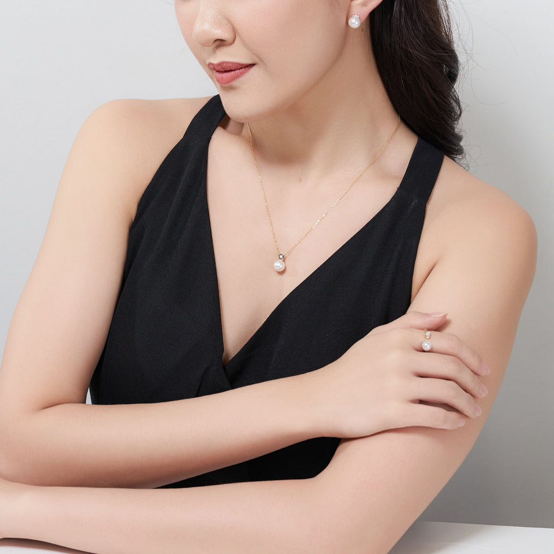 18K Solid Gold Pearl Earrings KE00091 - PEARLY LUSTRE