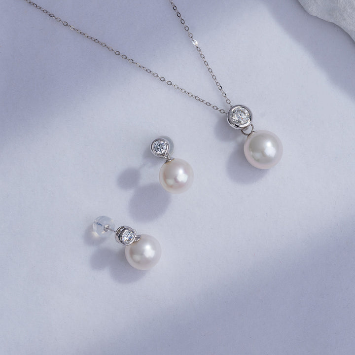 18K Solid Gold  Pearl Necklace KN00114 - PEARLY LUSTRE