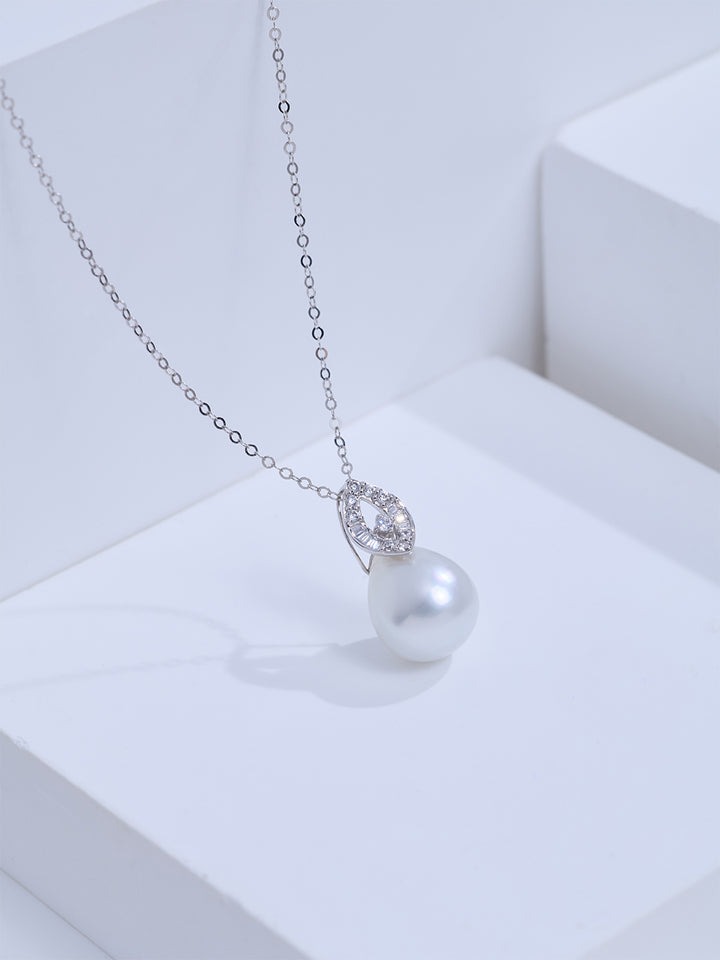 Collier en or massif 18K de qualité supérieure avec perles d&