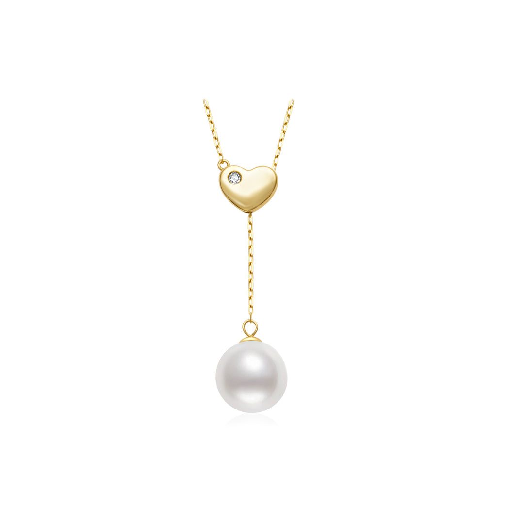 18k Solid Gold Diamond Freshwater Pearl Necklace KN00117 - PEARLY LUSTRE