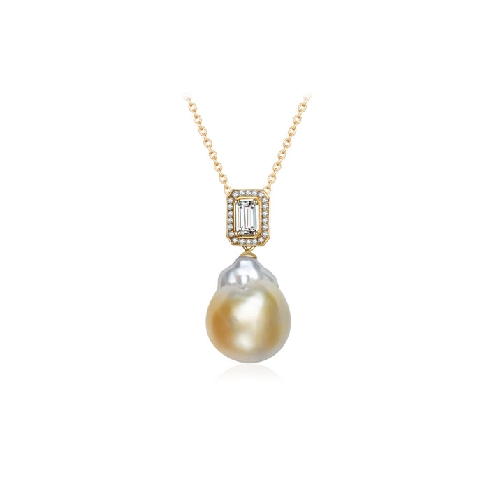 18K Solid Gold Saltwater Baroque Pearl Necklace KN00119 - PEARLY LUSTRE