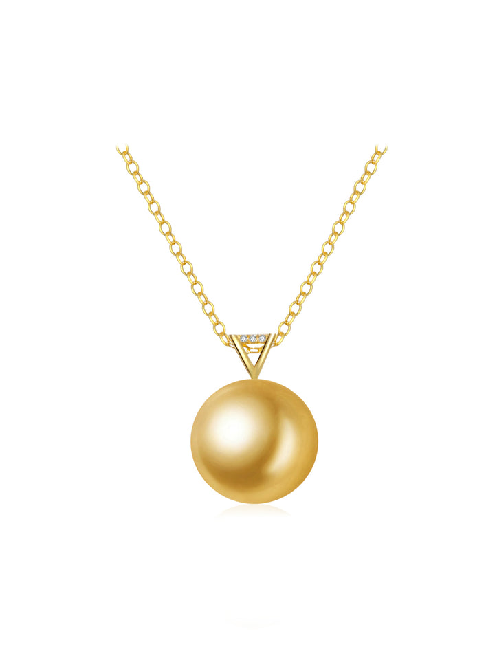 Top-Qualität 18k Gold Südsee Goldene Perlen-Halskette KN00127