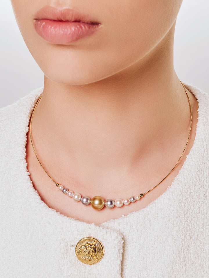 Kalung Mutiara Laut Selatan Emas &amp; Akoya 18k Kilauan Teratas KN00128 | HARMONY