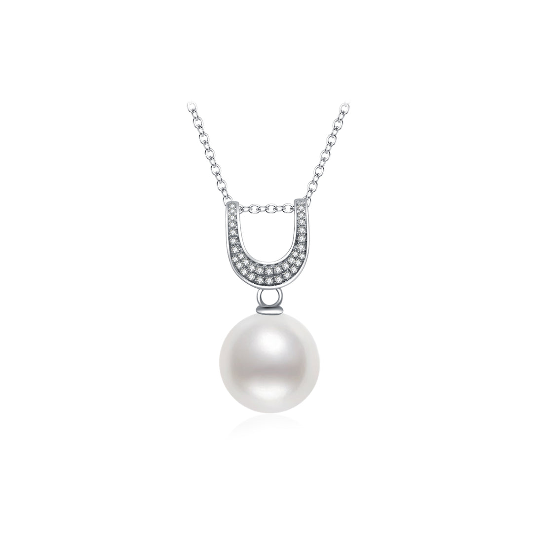 18K Solid Gold Diamond Saltwater Pearl Necklace KN00133 - PEARLY LUSTRE