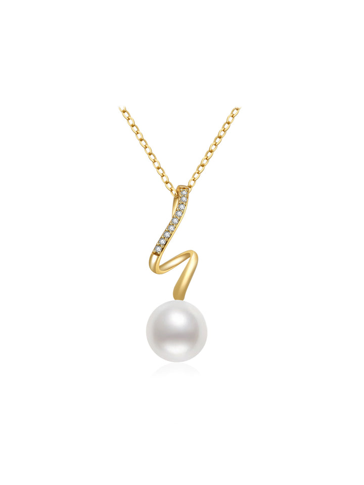18K Emas Pepejal Berlian Hanadama Akoya Kalung Mutiara KN00135 | Koleksi S